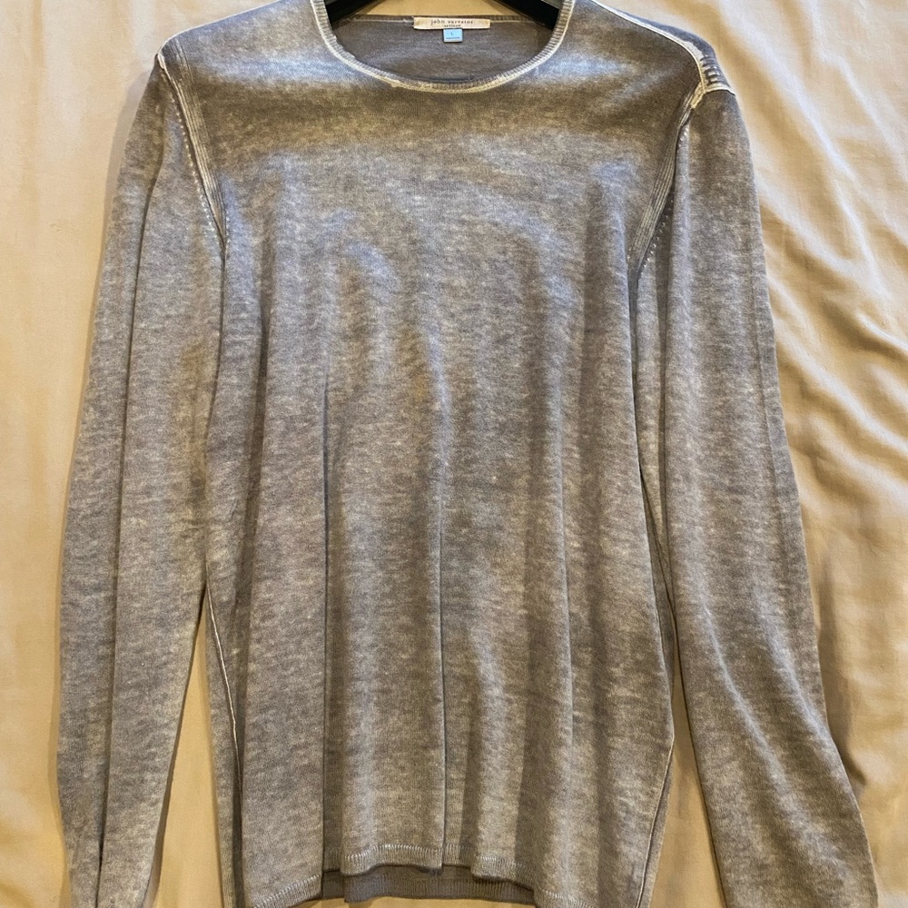 John Varvatos Light Gray Crewneck Sweater